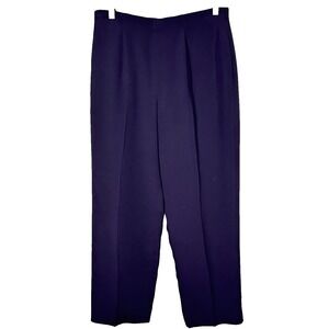 Dana Buchman Petite Pants 100% Silk Purple Trousers Lined 14P High Rise‎